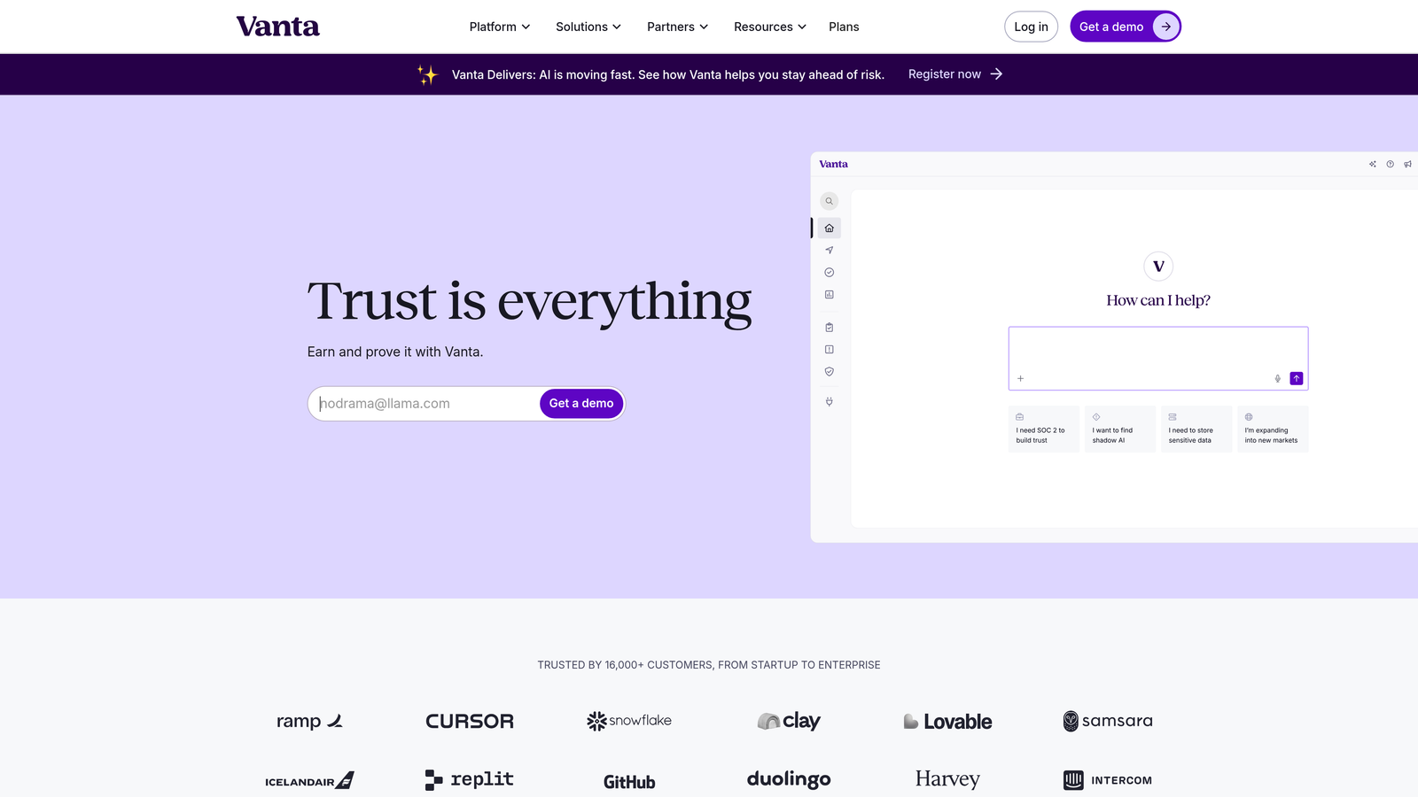 vanta webpage