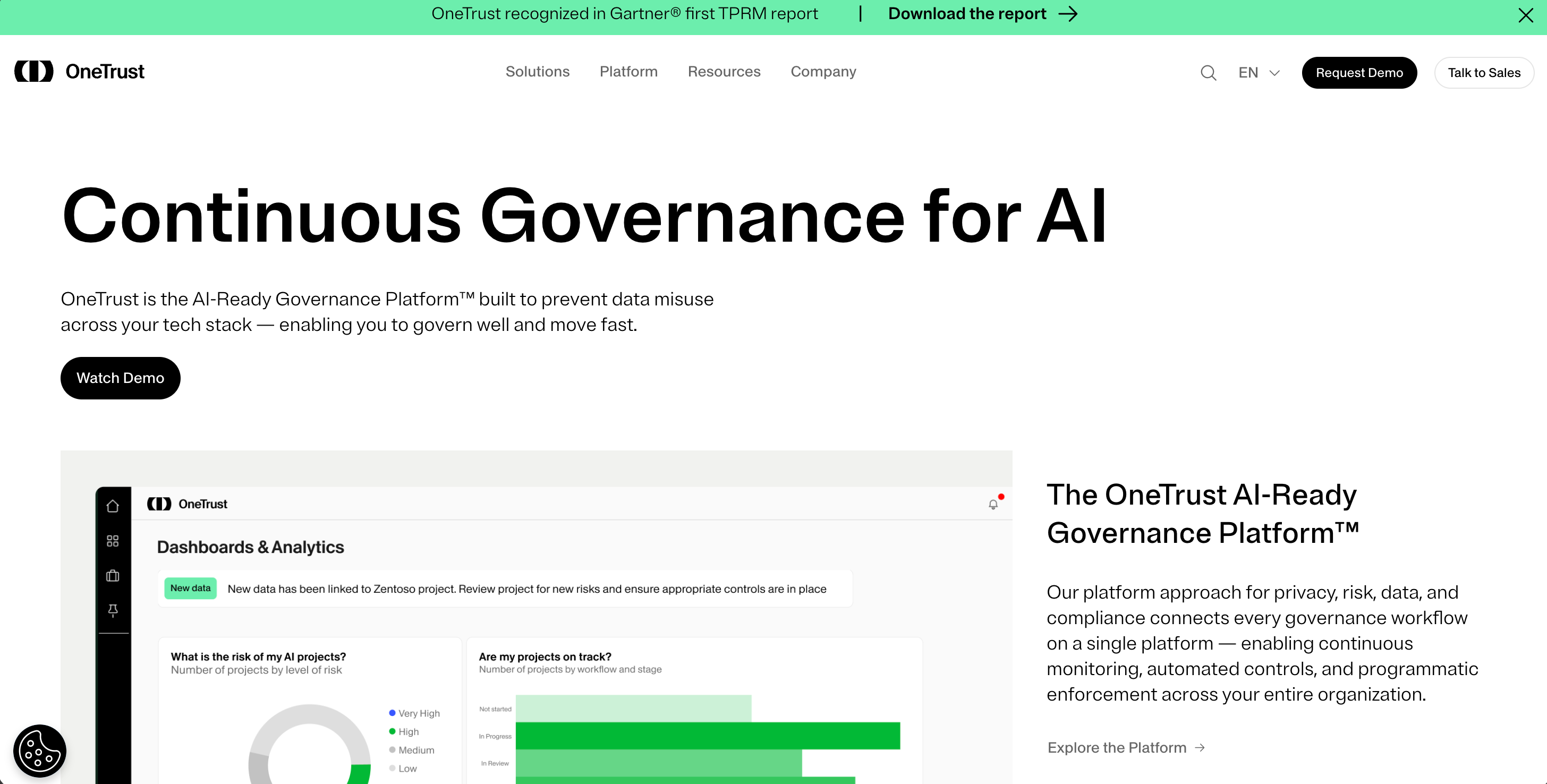 onetrust webpage